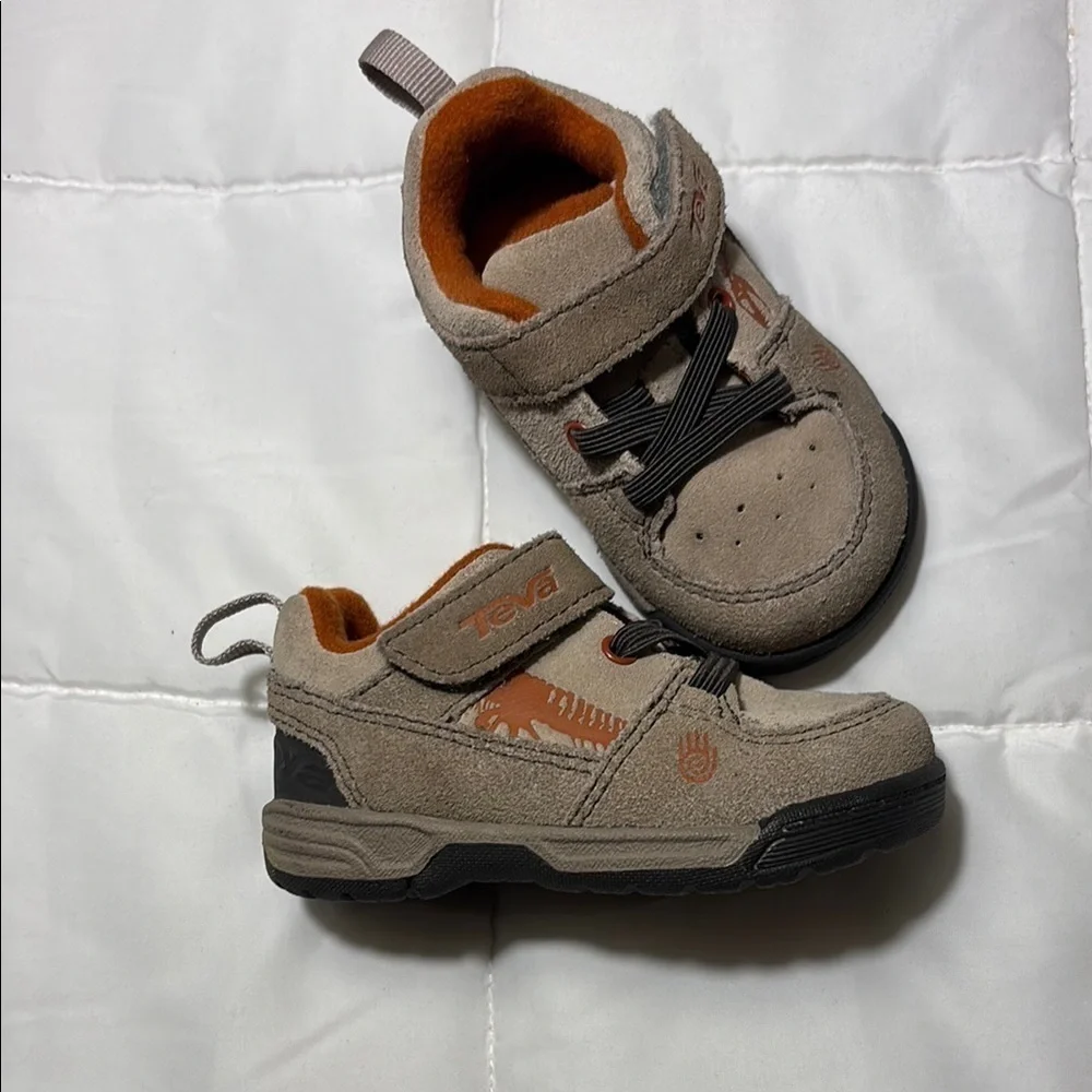 Teva Tan and Orange Baby Walker Sneakers with Velcro Strap